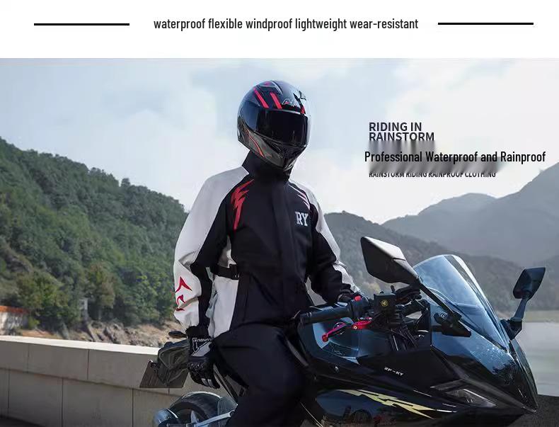 Men's Motorcycle Rain Suit: Thickened Stormproof Jacket & Pants for Riders