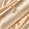 Luxury Retro Virgin Mary Tri-color Bead Cross Bracelet for Women,  Adjustable Chain Jesus Pendant Bracelet, Religious Jewelry