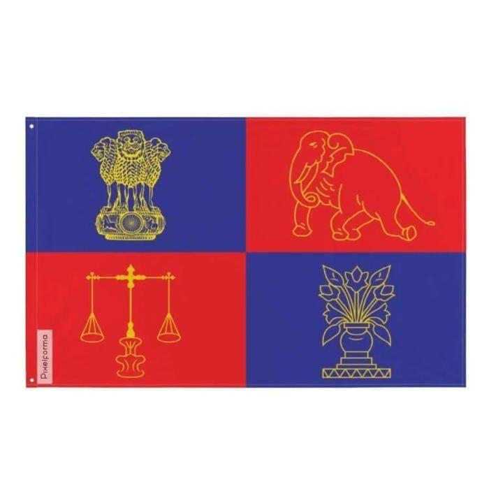 Drapeau - Président De l'Inde - 60 X 90 Cm - Polyester - Impression Recto/verso - Œillets En Fer