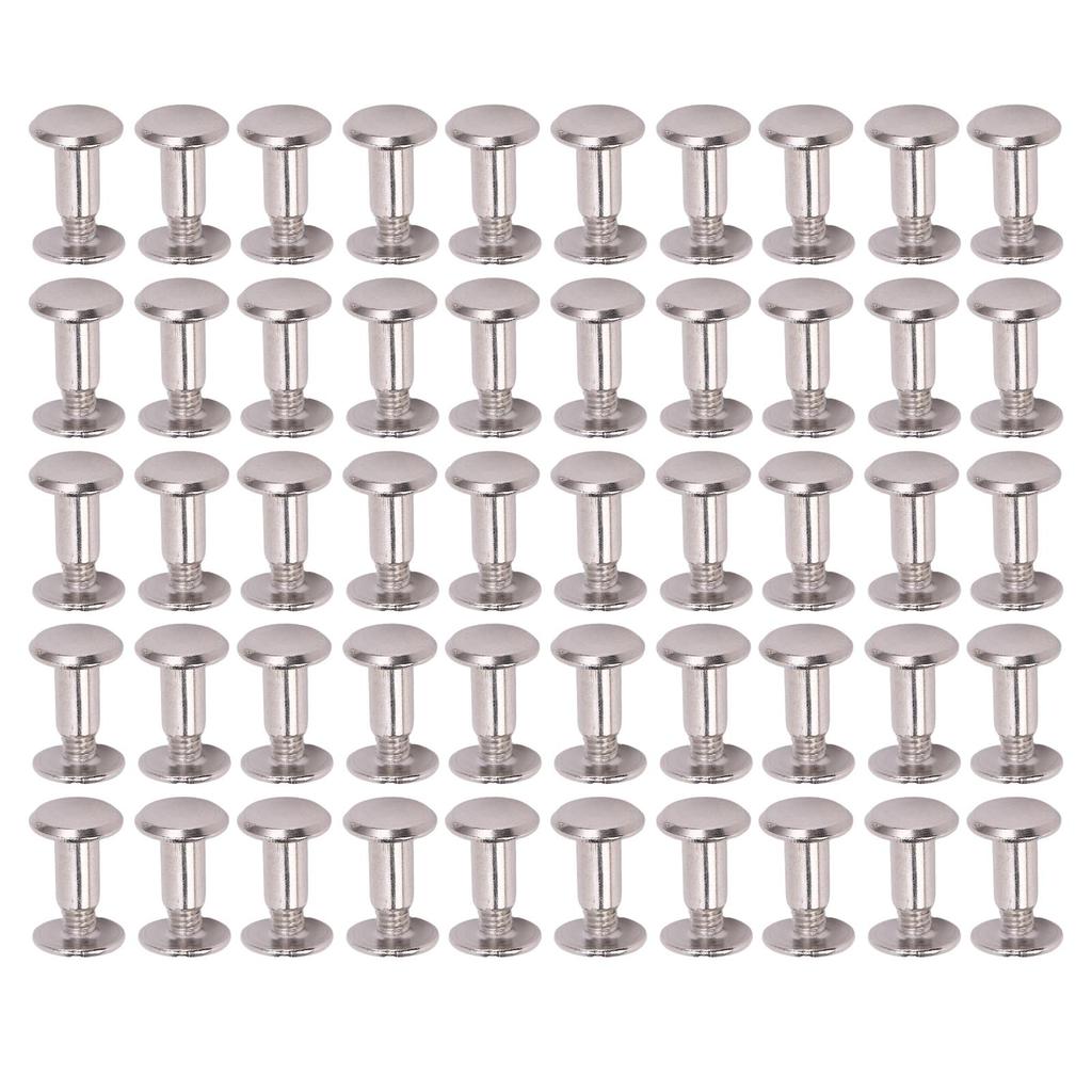 4.5x8x9mm 50 Set M3.5 Screw Rivets Flat Round Head Binding Rivets for PU Leather DIY Crafts