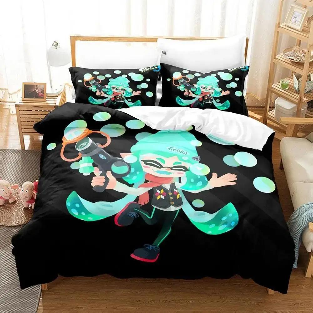 Exquisite 3D Splatoon Wallpaper Anime Digital Printing Bedding Set Duvet Cover Comforter Bed Youth Kids Girl Boys Gift