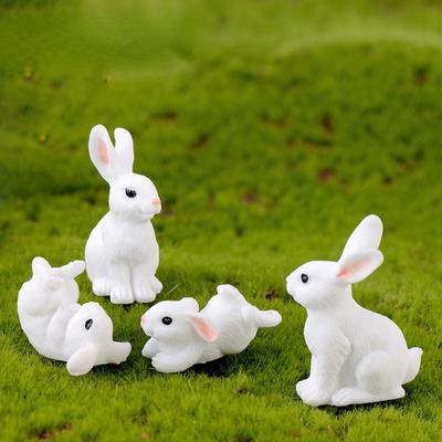 Resin Cute Bunny Ornament Miniature Landscape Decoration Mini Bunny Miniature Figurines Easter Decoration Home Decoration