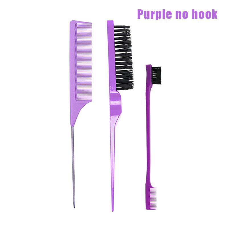 3Pcs Hair Styling Comb Hair Brush Set, Teasing Edge Brush Rat Tail Comb For Curly/Straight/Wet/Dry/Long/Shot Hair