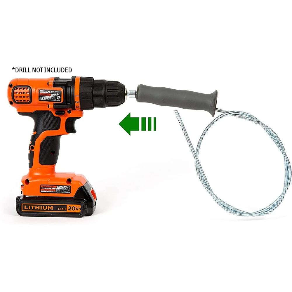 42 Inch Plumbing Drain Snake Auger Hair Clog Remover Adapter Sink Bathtub Power Drill Cleaning Tool