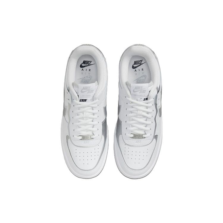 Nike Air Force 1 Shadow White Metallic Silver Women Sneakers Pure-Platinum Blackened-Blue CI0919-119