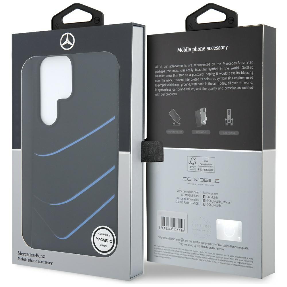 Mercedes Case Silicone Contrasted Curves Magsafe For Samsung Galaxy S25 Ultra Black