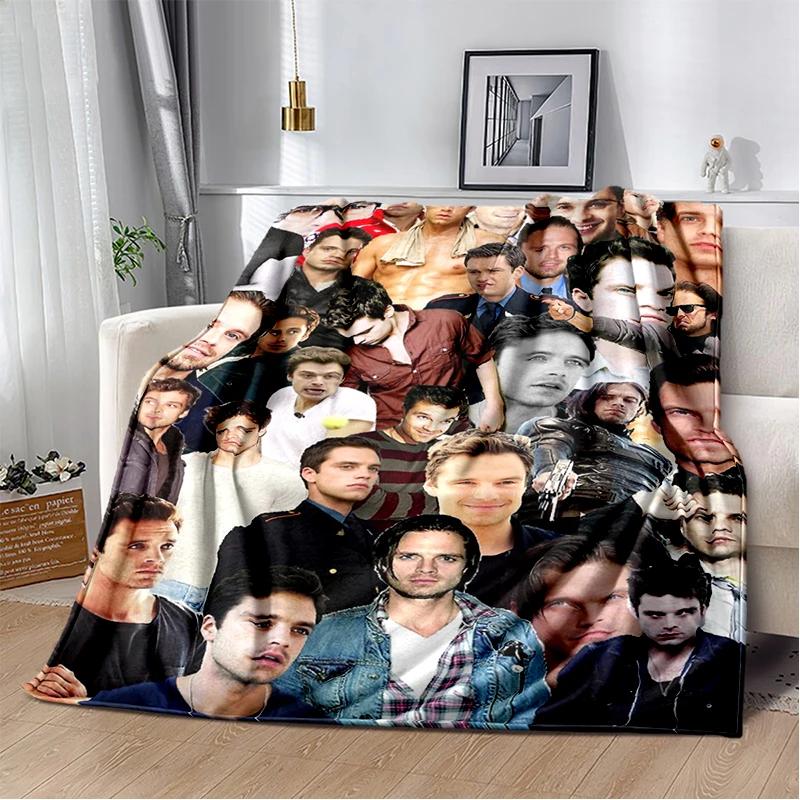 3D Sebastian Stan Handsome Actro Soft Flannel Blanket for Bed Bedroom Sofa Picnic,Throw Blanket for Cover Office Gift Kids