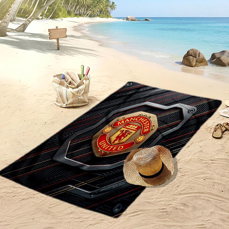 Manchester United Bedrucktes Strandtuch Schnelltrocknend Weiches Handtuch Tragbare Große Rechteckige Stranddecke für Reisen Schwimmbad