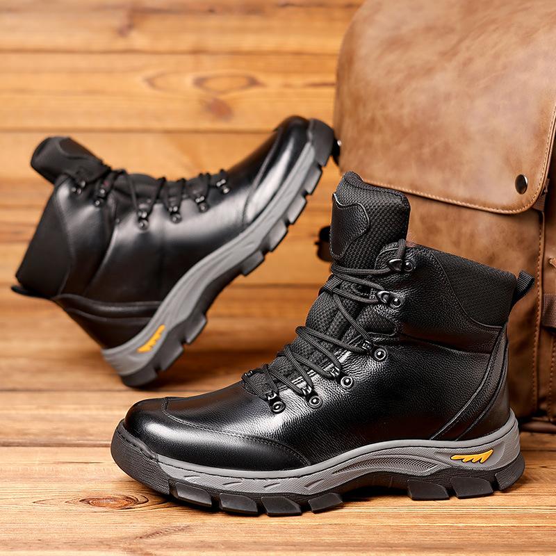 Snow boots winter men's thick-soled warm shoes men's cotton shoes with integrated fur men's outdoor Northeast cold-proof large cotton shoes