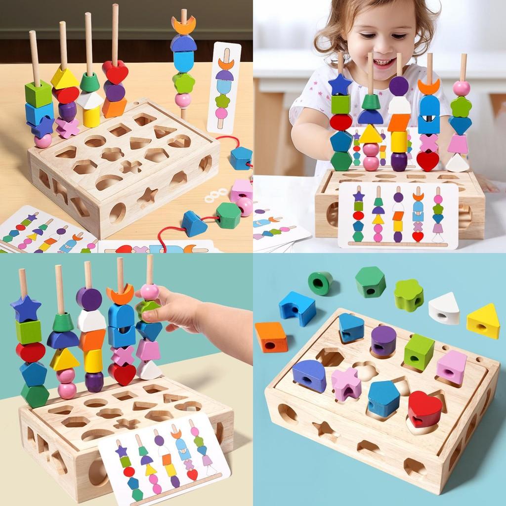 Wooden Children Learning Blocks With Shape Matching For Toddlers Toys Gifts