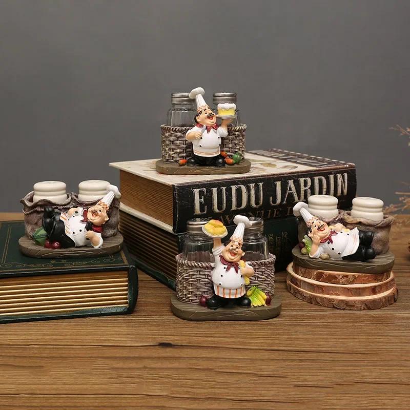 Chefes Barbudos Figuras Creativas Estatua Decoración de Escritorio Personaje Chef Profesional Escultura de Resina Adornos Decoración Moderna para el Hogar