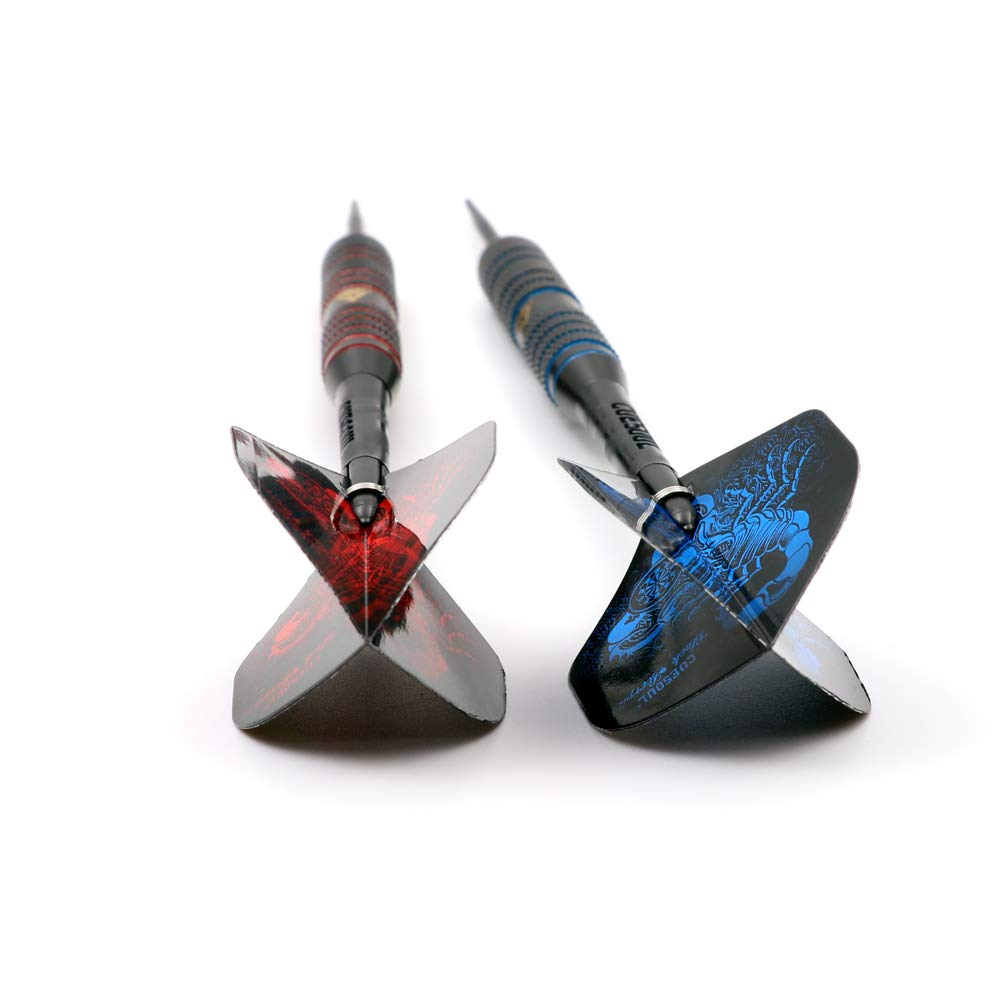 Black Scorpion CUESOUL Professionelles Stahlspitzen-Dartset (6 24g Dartpfeile) mit 12 Scorpion Dartpfeilflügen und Dartpfeilspitzer (L241L242-4)