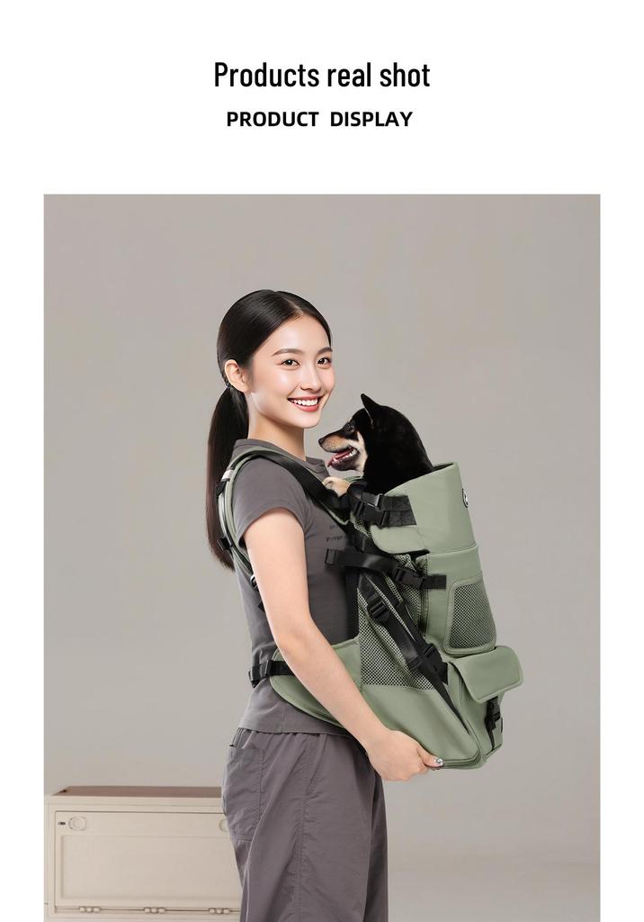 Wakytu British Pet Double Shoulder Backpack for Small & Medium Dogs - Large Capacity Outdoor Mountaineering Bag