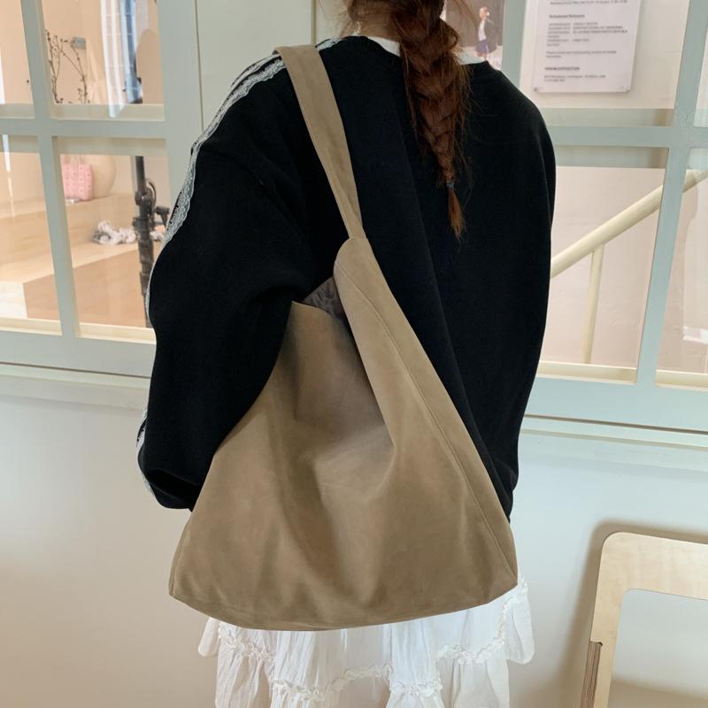 

Autumn Suede Leopard Print Shoulder Bags for Women Large Capacity Ladies Thread Design Handbags Vintage Solid Color Female Tote верблюд