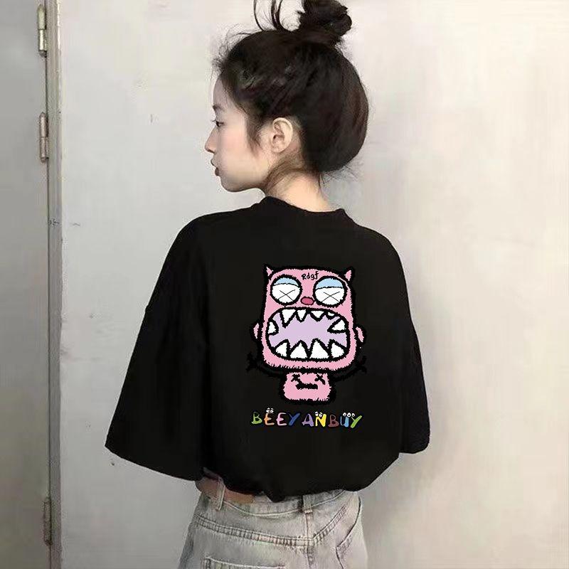 

Летняя детская взрослая модная футболка с принтом, с коротким рукавом, повседневная, с круглым вырезом, оверсайз, женский топ, одежда для девочек L