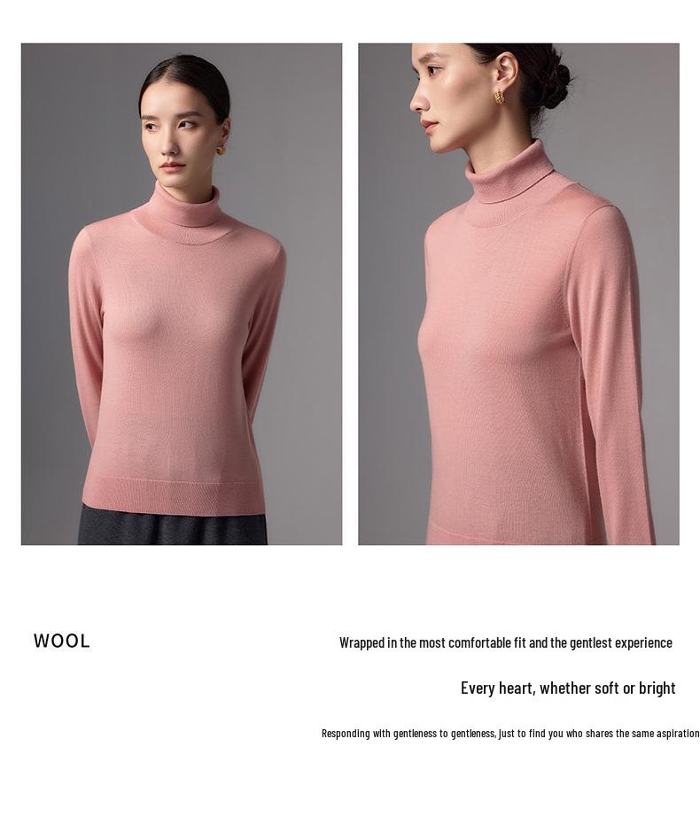 Elegant High Neck Women's Merino Wool Sweater - Ultra-Fine Knit, Autumn 2026