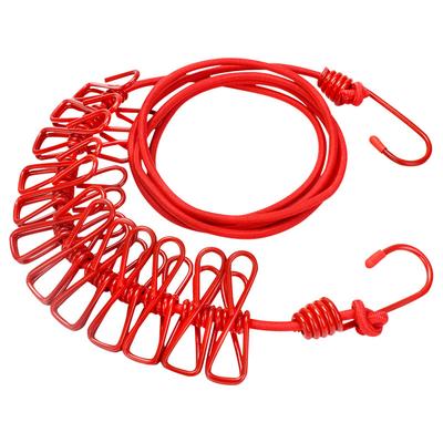 1 pièce Ligne à linge rétractable portable Ligne à linge de voyage avec 12 pinces à linge Corde à sécher le linge d'intérieur Accessoires de camping d'extérieur