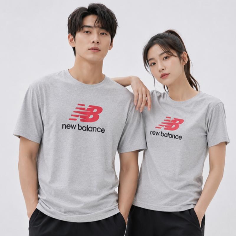 New Balance Men S aThleTicS Logo ShorT Sleeve T ShirT Grey mT51500 Ahh