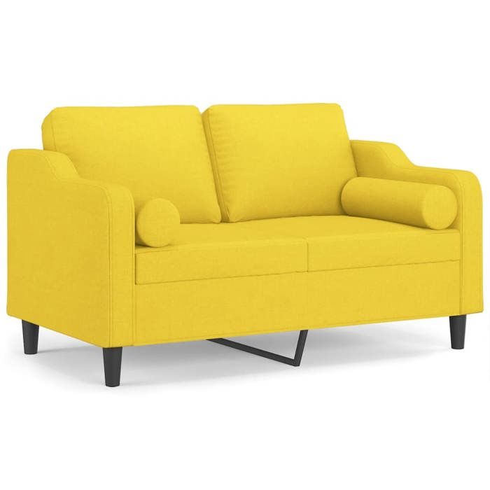 VidaXL 2-seater Sofa with Light Yellow Pillows 120 Cm Fabric, Sofa, Loveseat, Living Room Sofa, Sofas, Sofa 3200842