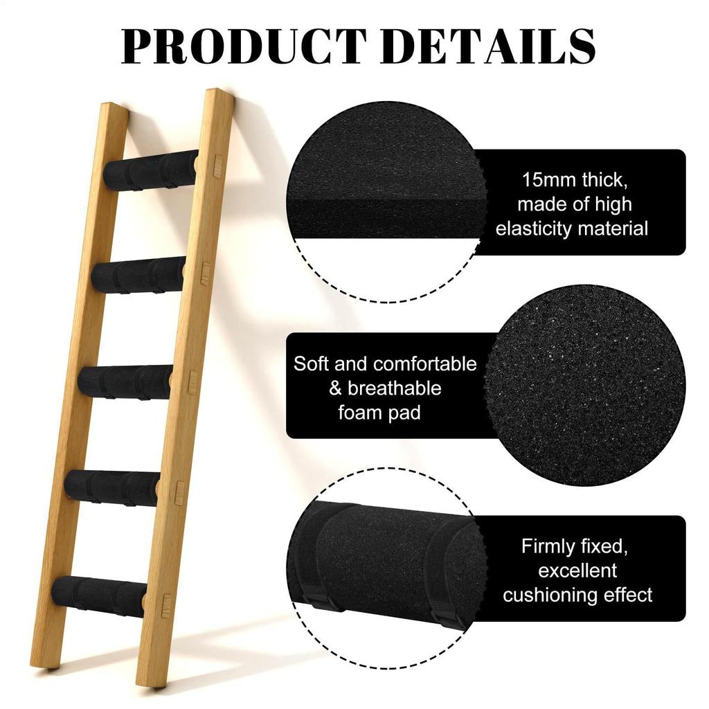Bunk Bed Ladder Pads 5 Pieces Anti-Slip Mat Loft Bed Ladder Step Pads with 10 Adjustable Hoop Straps for Dorm College RV Kids