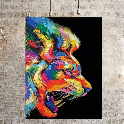 Fierce Rainbow Lion obraz na płótnie plakaty i druki obrazy na ścianę do salonu dekoracja sypialni bez ramki