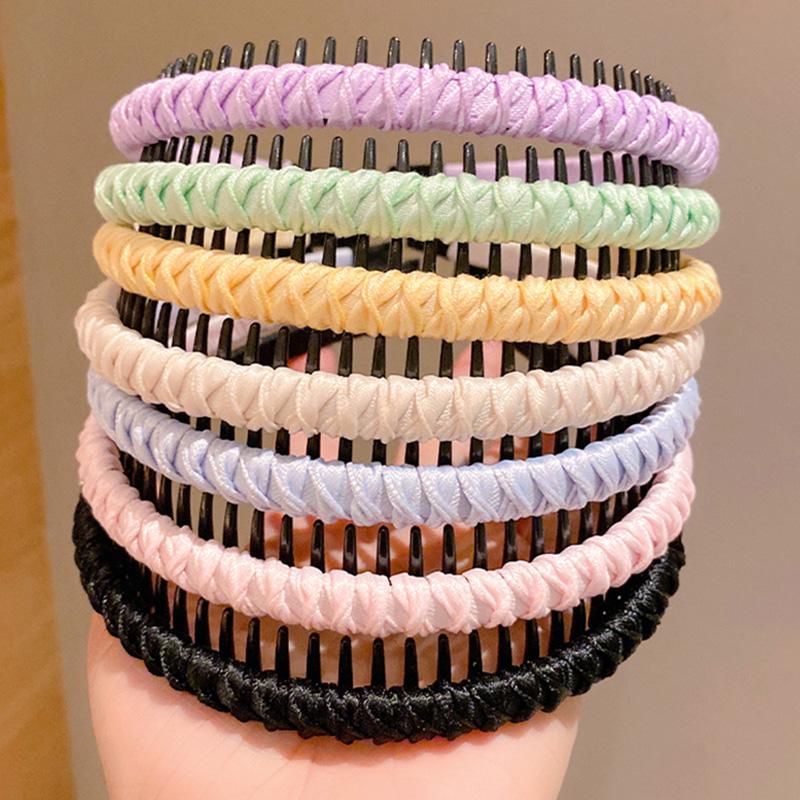 Cute Candy Colors Wrap Cloth Teeth Hairbands For Girls Sweet Hair Ornament Non-slip Headband Hair Band Fashion Hair Accessories