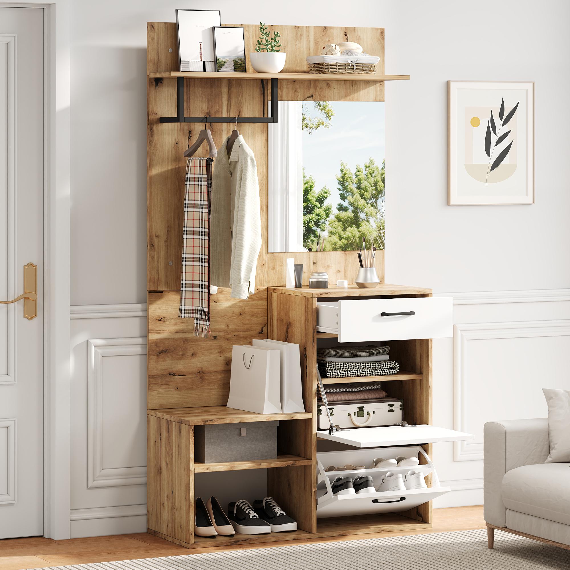 100*38.5*190cm Wardrobe Set with Mirror