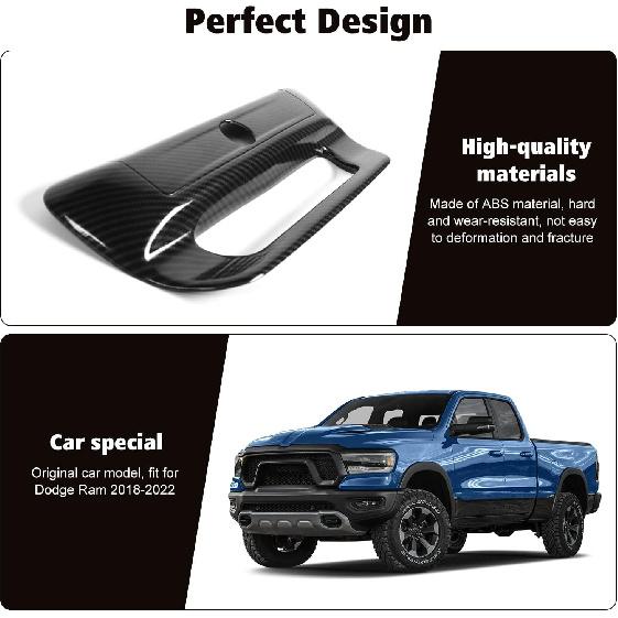 RT-TCZ Rear Trunk Door Tailgate Handle Cover Trim Decoration Accessories for 2018 2019 2020 2021 2022 Dodge Ram 1500 (Carbon Fiber Grain)