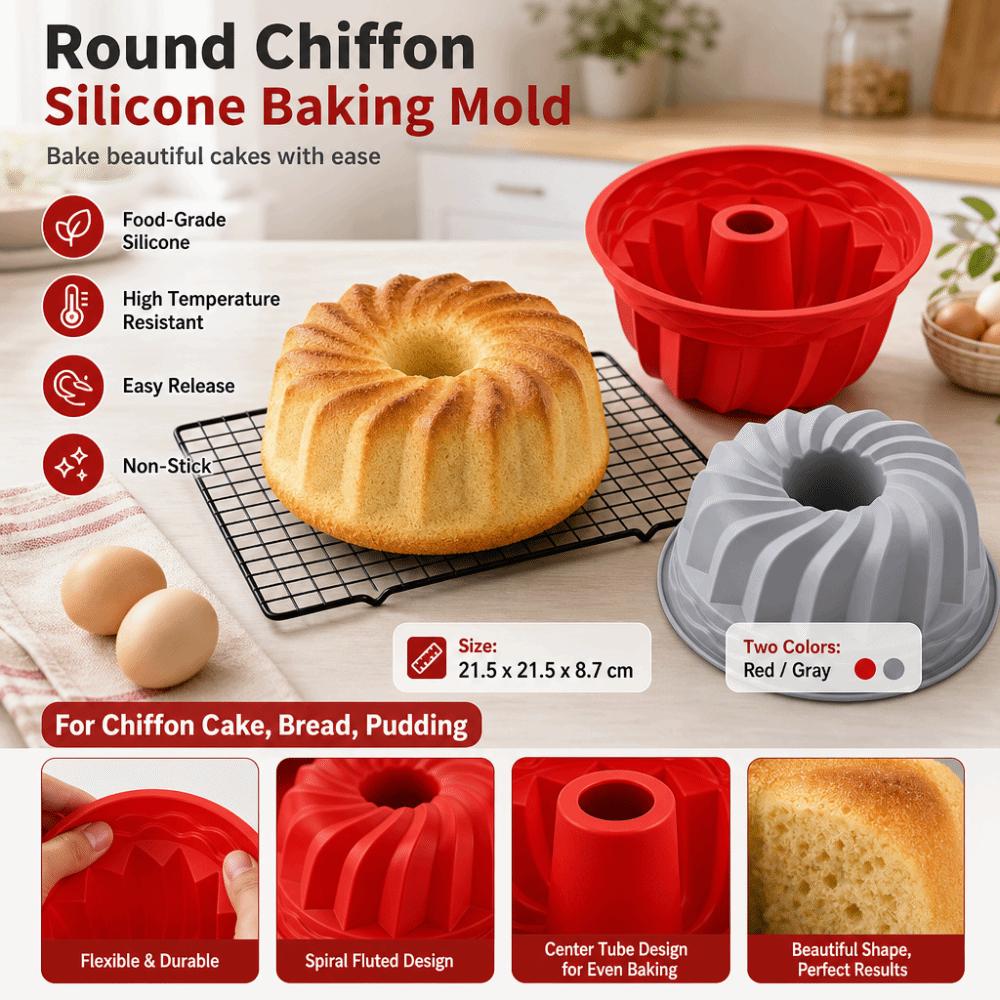 Non Stick Fluted Tube Pans 3D Bread Baking Pans Round Chiffon Cake Mold  for Jelly