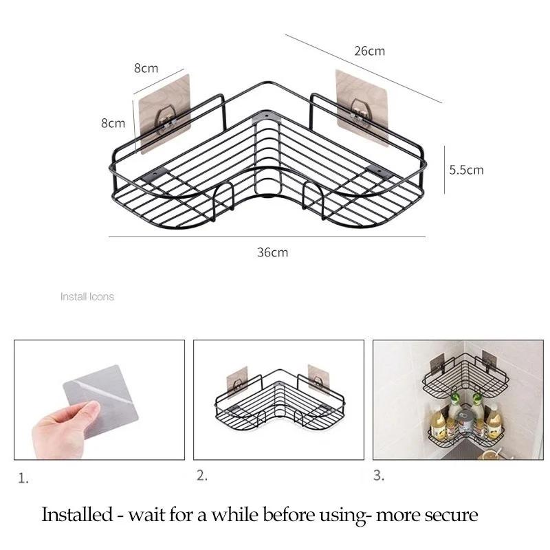 Wall-mounted Bathroom Corner Shelf Without Drilling Rustproof Space Aluminum Shower Storage Shampoo Holder Bathroom Accessories