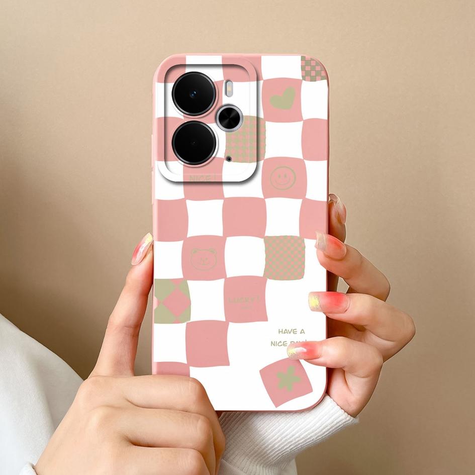 

Чехлы для телефонов Oppo Realme 14X 14 14T Narzo 10 30 60 P3 C75x A5 Pro Модный зеленый клетчатый узор жидкий силиконовый чехол против падения для Oppo Capa Realme GT3