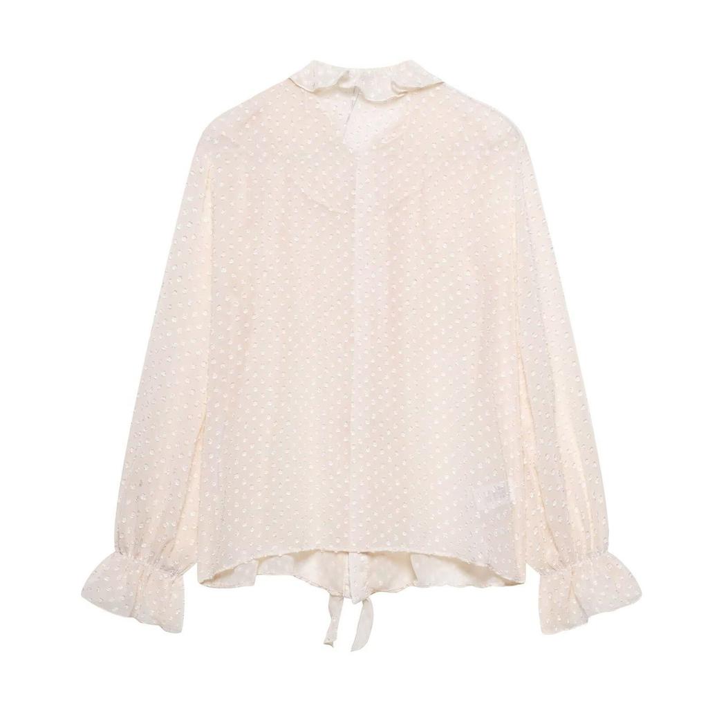 TAOP&ZA Summer Women's Elegant Ruffle Tie Layered Shirt Top