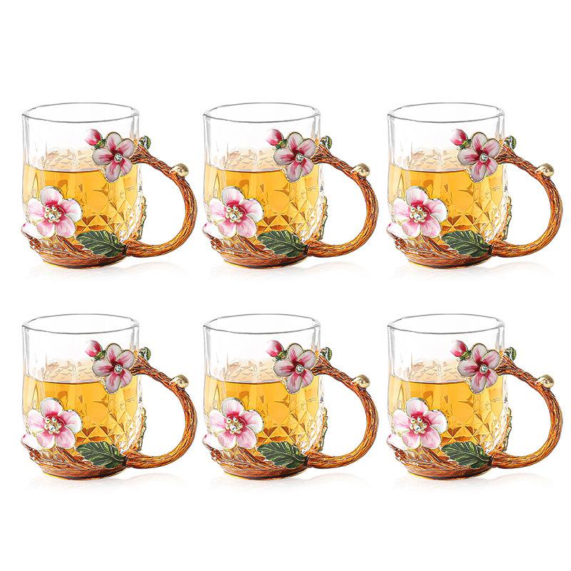 Teacup Plum Blossom Enamel Color Kung Fu Tea Set Tea Separation Teapot Small Teacup High Temperature Resistant Kettle