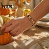 Festivalgeschenk für Familie Thanksgiving Armband Damen, Feiertagsperlen mit Dankbarkeits Schmuck Ahornblatt Anhänger, Elastisches Stretch Herbst Ernte Truthahn