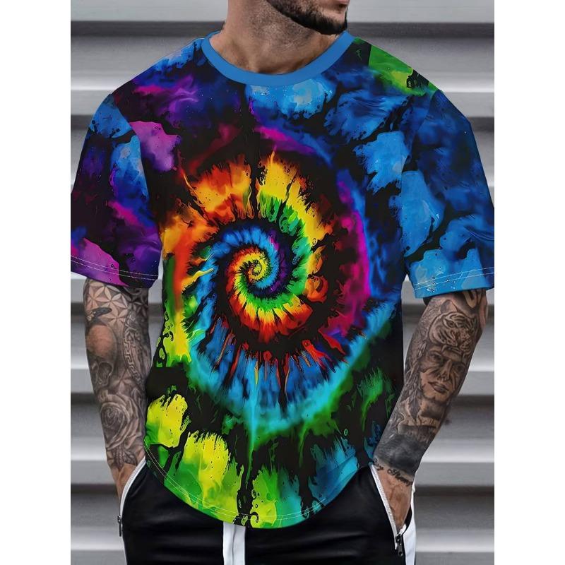 Letní Pánská Trička s Krátkým Rukávem s Potiskem 3D Psychedelického Vzoru Vírů