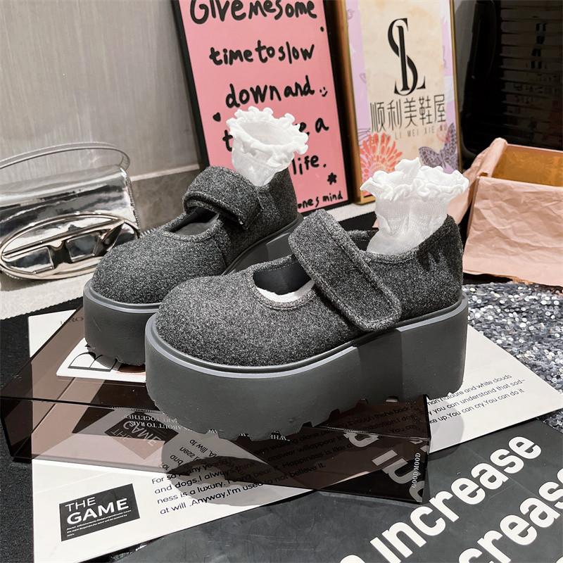 Vintage Platform Flats Women Mary Jane Shoes Fashion JK Height Increase Shoes  Spring Elegant Shoes