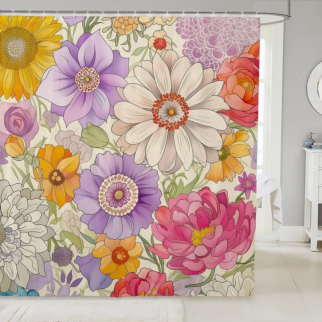 Kawaii Cat Shower Curtains,Cute Pets Animal Bathroom Curtain Girls Boys Teens Adult Room Decor,Pink Bowknot Heart Waterproof