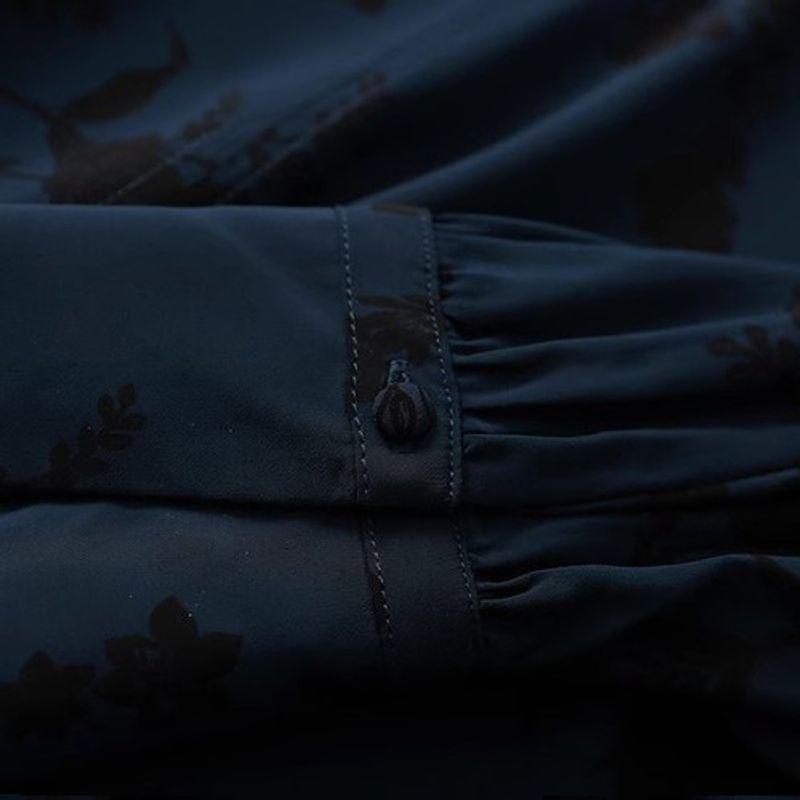 Export Export New Chinese National Style Rayon Print Shirt Tops 2025 Stand Collar Loose Women's Long-Sleeved Shirt