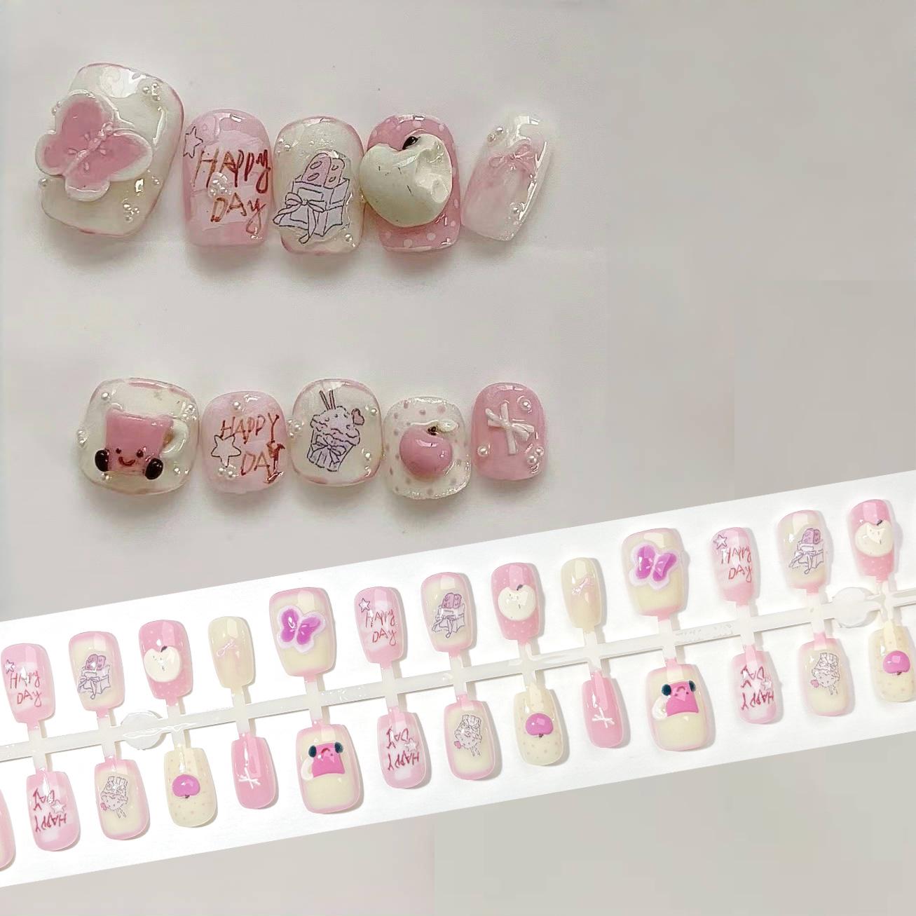 

Sweet Pink Press-On Nails - Creamy 3D Art for Cute, Fresh Style YM475-M Creamy Sweet Girl [All M Size]