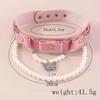 New Fashion, Dopamine Rivet Collarbone Chain, Butterfly Pearl Pendant, Pink PU Leather Women's Neck Necklace.