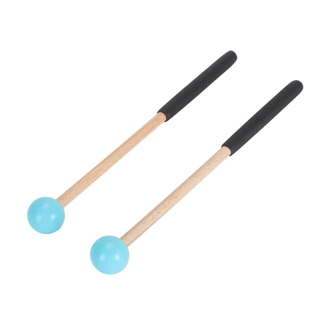 1 Pair Percussion Mallet Rubber and Maple Multifunctional Tongue Drum Mallet for Concert Blue