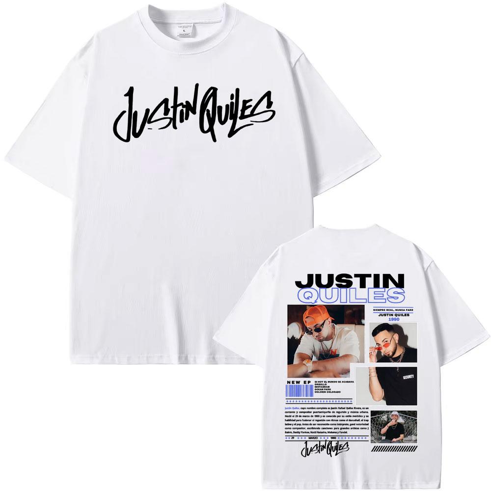 Singer Justin Quiles Album 2025 Tour Graphic T-shirt Men's Clothing Vintage Hip Hop T Shirts Cotton Loose Short Sleeve Tee Shirt