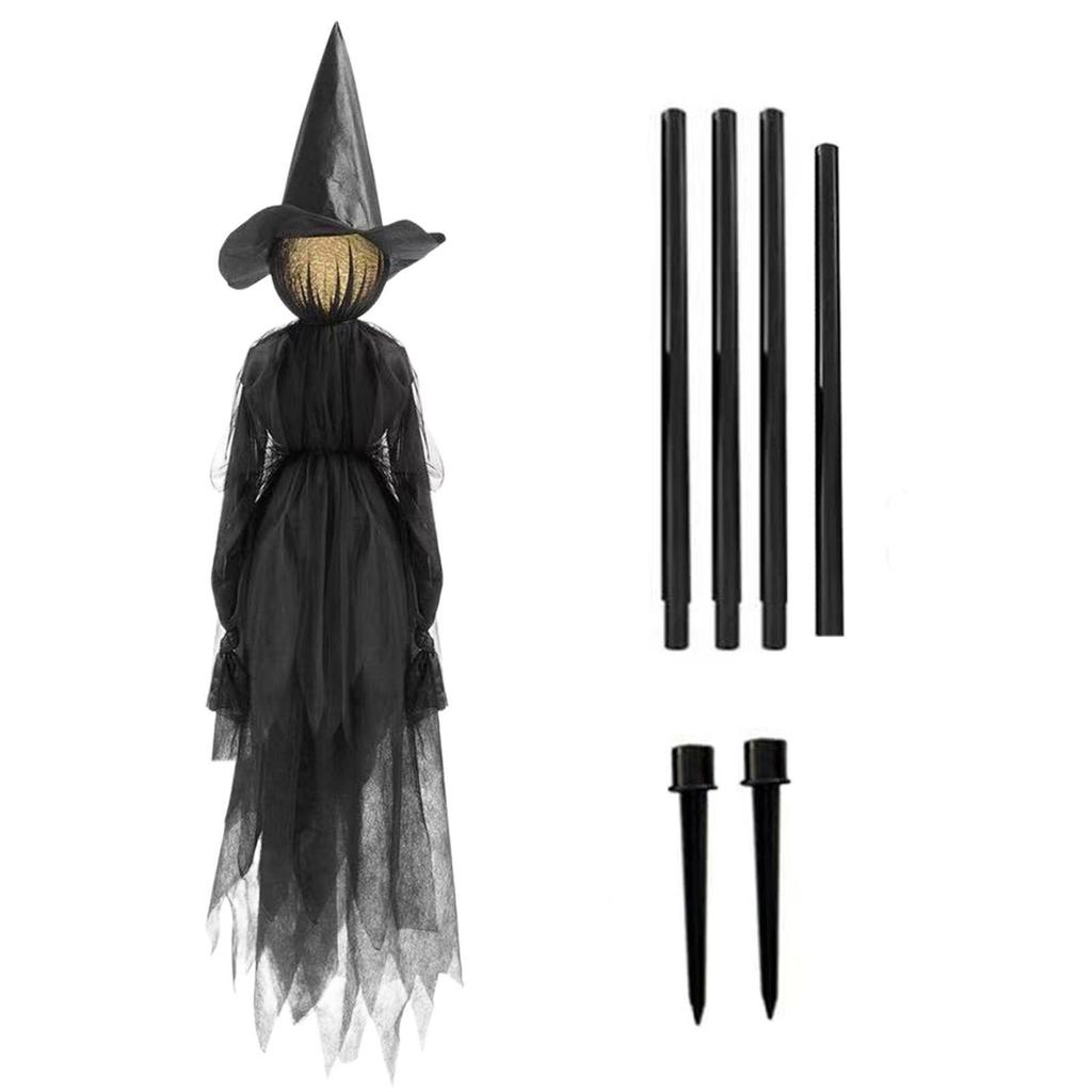 Witches Holding Hands And Glowing Faces - Set Of 3 Witches - 6 Feet Tall - Outdoor Yard Halloween Decoration