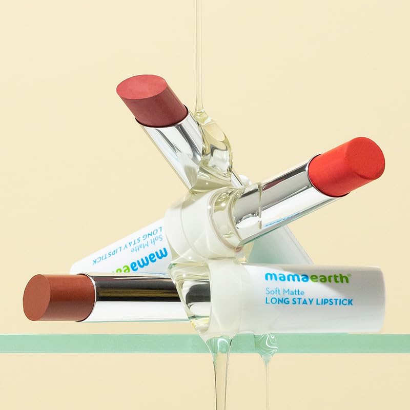 Mamaearth Soft Matte Long Stay Lipstick 3.5 G Pack of 1 Vibrant Waterproof Lip Color Petal Pink