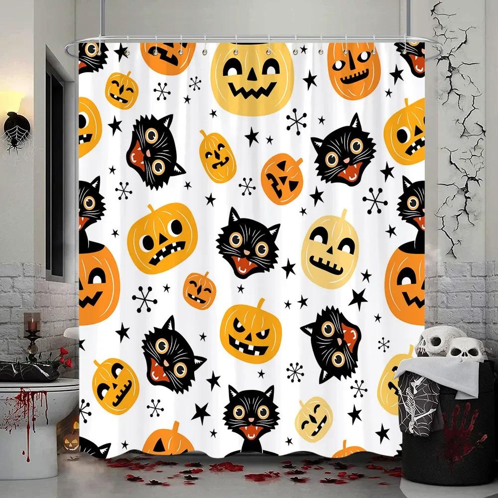Halloween Skull Flower Shower Curtain Vintage White Daisy Floral Butterfly Gothic Skeleton Day of The Dead Scary Shower Curtains