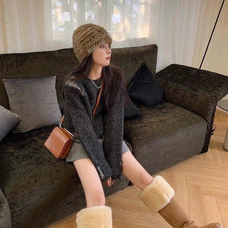 Long snow boots women's 2025 new thick-soled but knee long boots winter velvet thickened high thermal cotton shoes