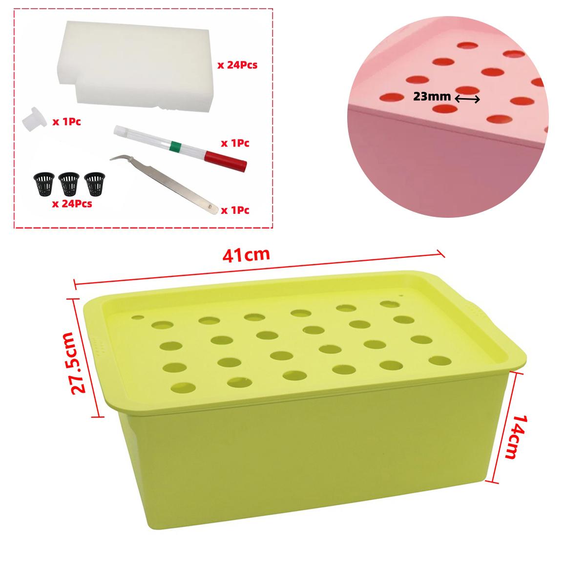 

Gardening Nursery Box 24 Holes Plant Site Hydroponic System Growing Container Kit 110V/220V Air Pump Indoor Universal Planter
