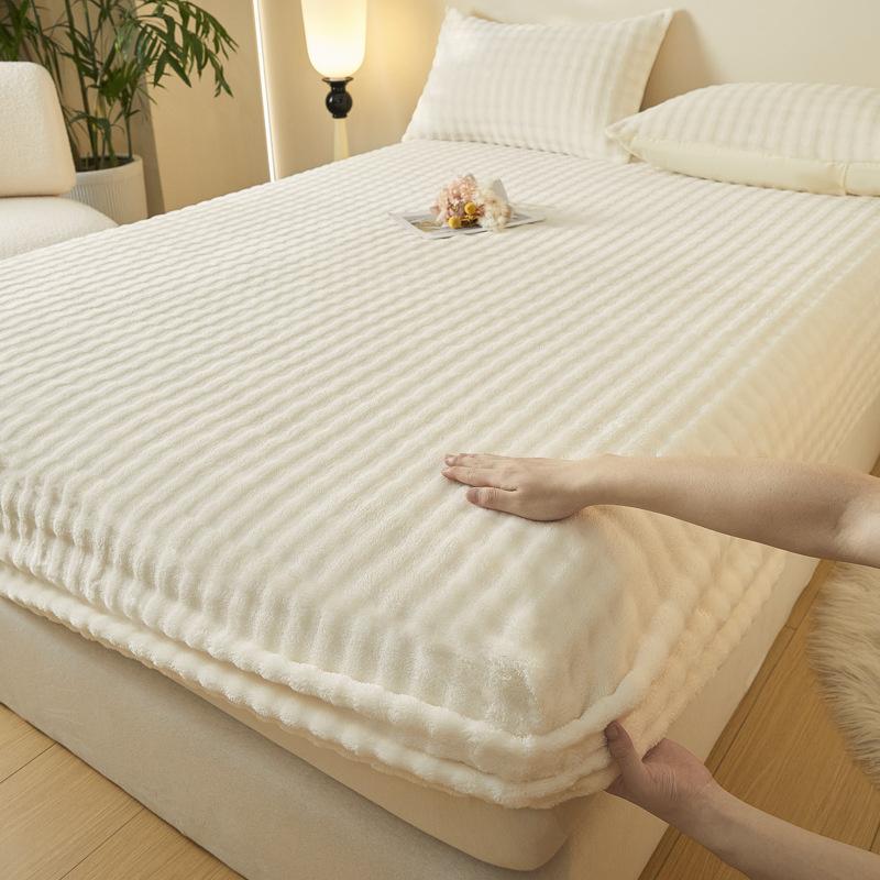 Vinterseng Varmt laken Sengetøy Madrasstrekk Tykk plysj elastisk laken Vinter Coral Fleece Luksus dobbeltseng Sengetrekk