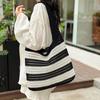 Yogodlns Gewebte Damen-Schultertaschen Damen Streifen Designer Gestrickte Zopf-Handtaschen Tragetasche Sommer Strand Shopper Geldbörsen