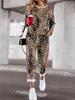 Autumn 2025 Leopard Print Women's Casual Two-Piece Set: Long Sleeve Top & Pants, Euro-American Style